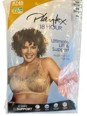 PLAYTEX 18 HOUR  Bra NEW with Tags Lift and Support Gentle Peach Sz 42DD WireFr